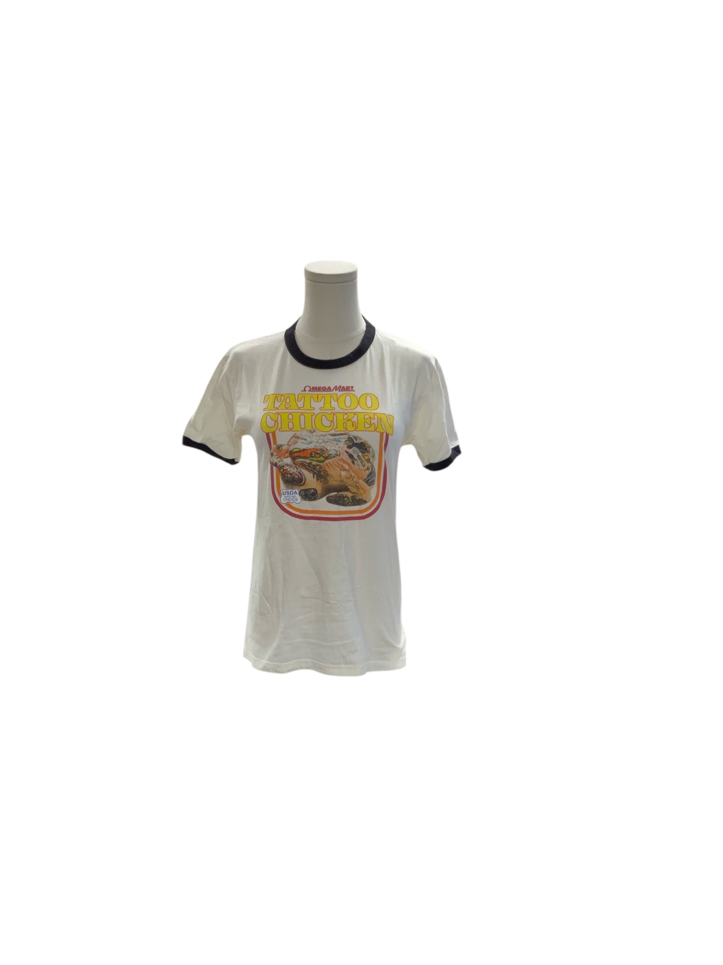 Mega Mart Men's Tattoo Chicken Tee White XS