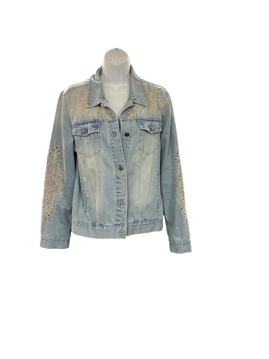 Johnny Was Workshop Women's Jacket Denim Embroidered M
