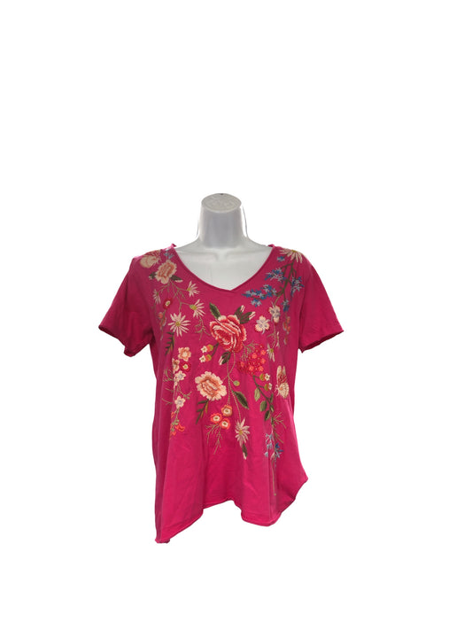 Johnny Was Women's Embroidered Tee Fucshia XS