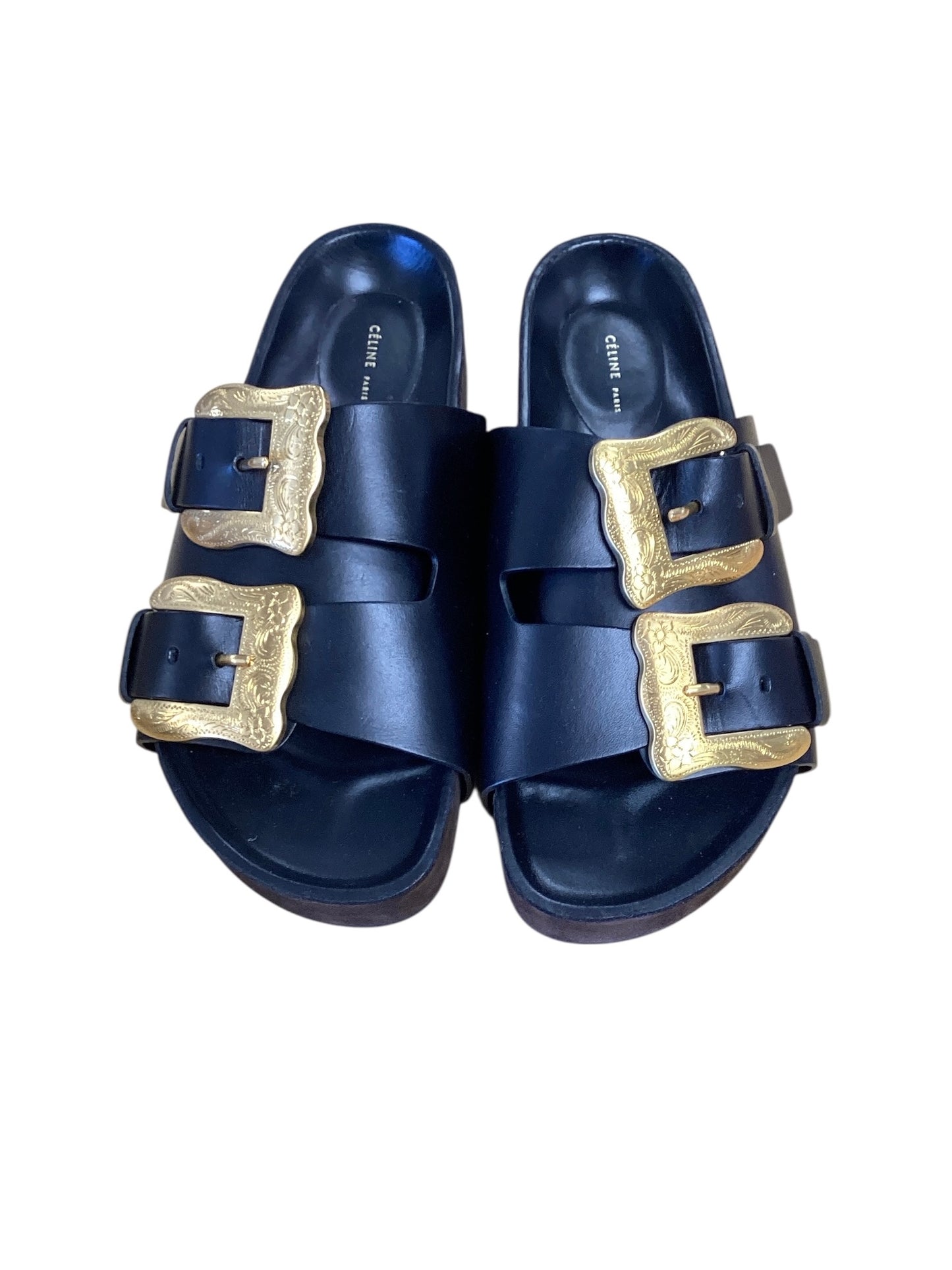 Celine Black Buckled Sandals 10