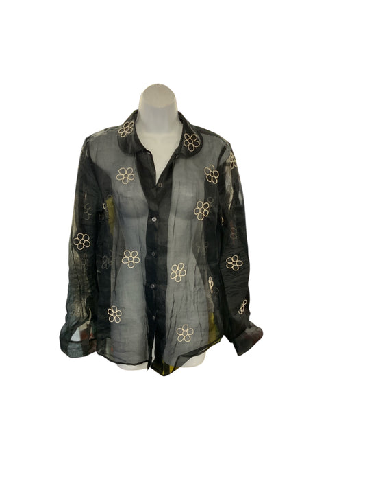 Jupe by Jackie Women's Blouse Black Sheer XL