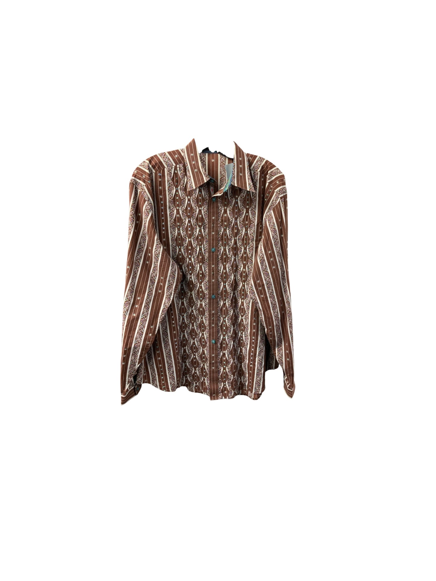 Robert Graham Men's Shirt Brown Stripe L