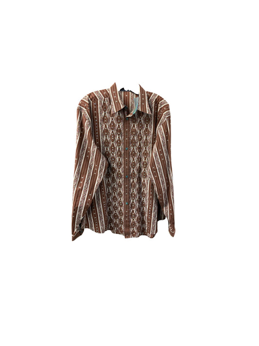 Robert Graham Men's Shirt Brown Stripe L