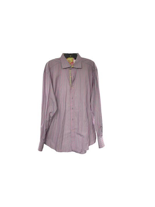 Robert Graham Men's Shirt Pink/Gray XL