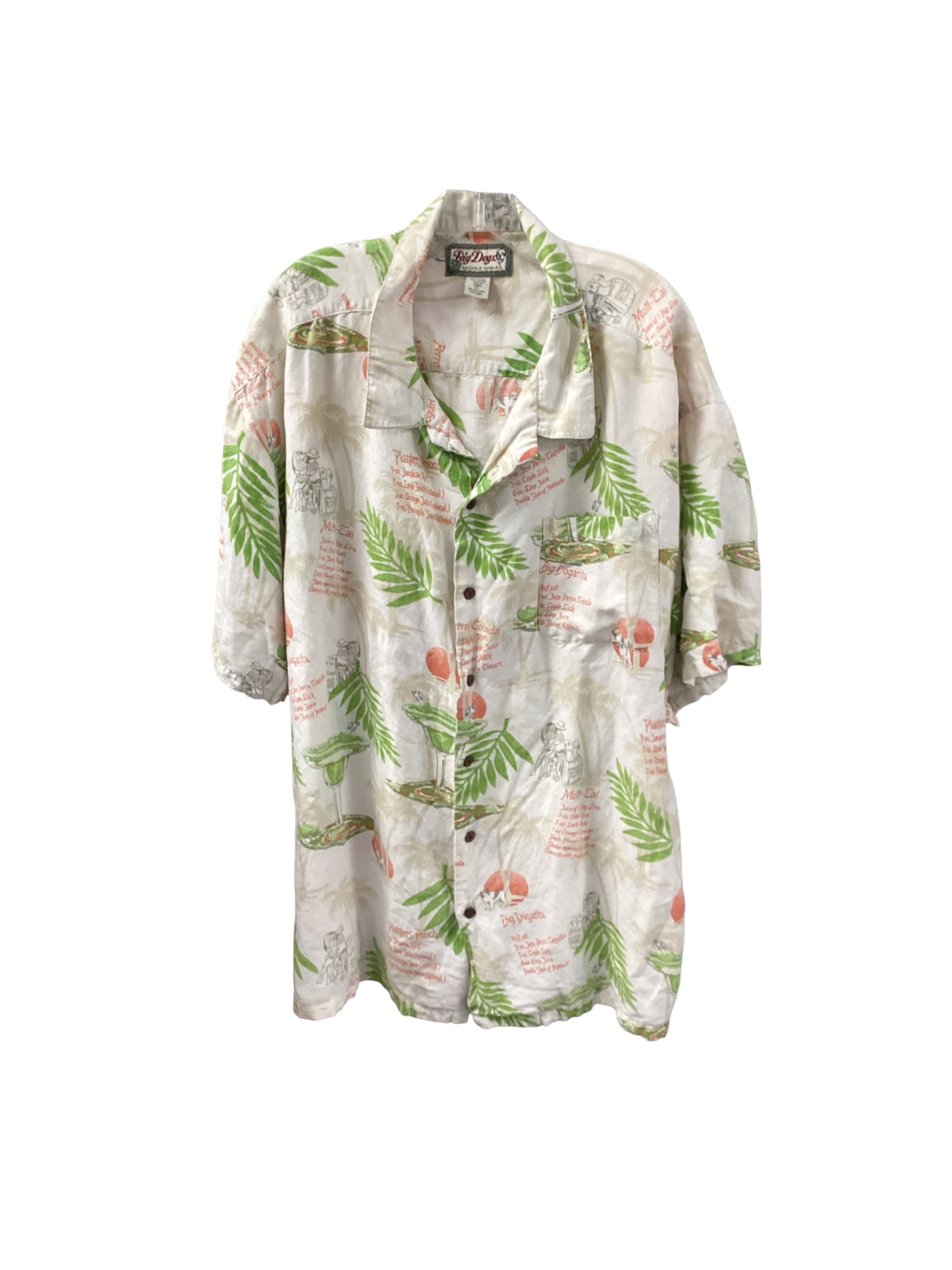 Big Dogs Men's Shirt Cream Tropical 3XL