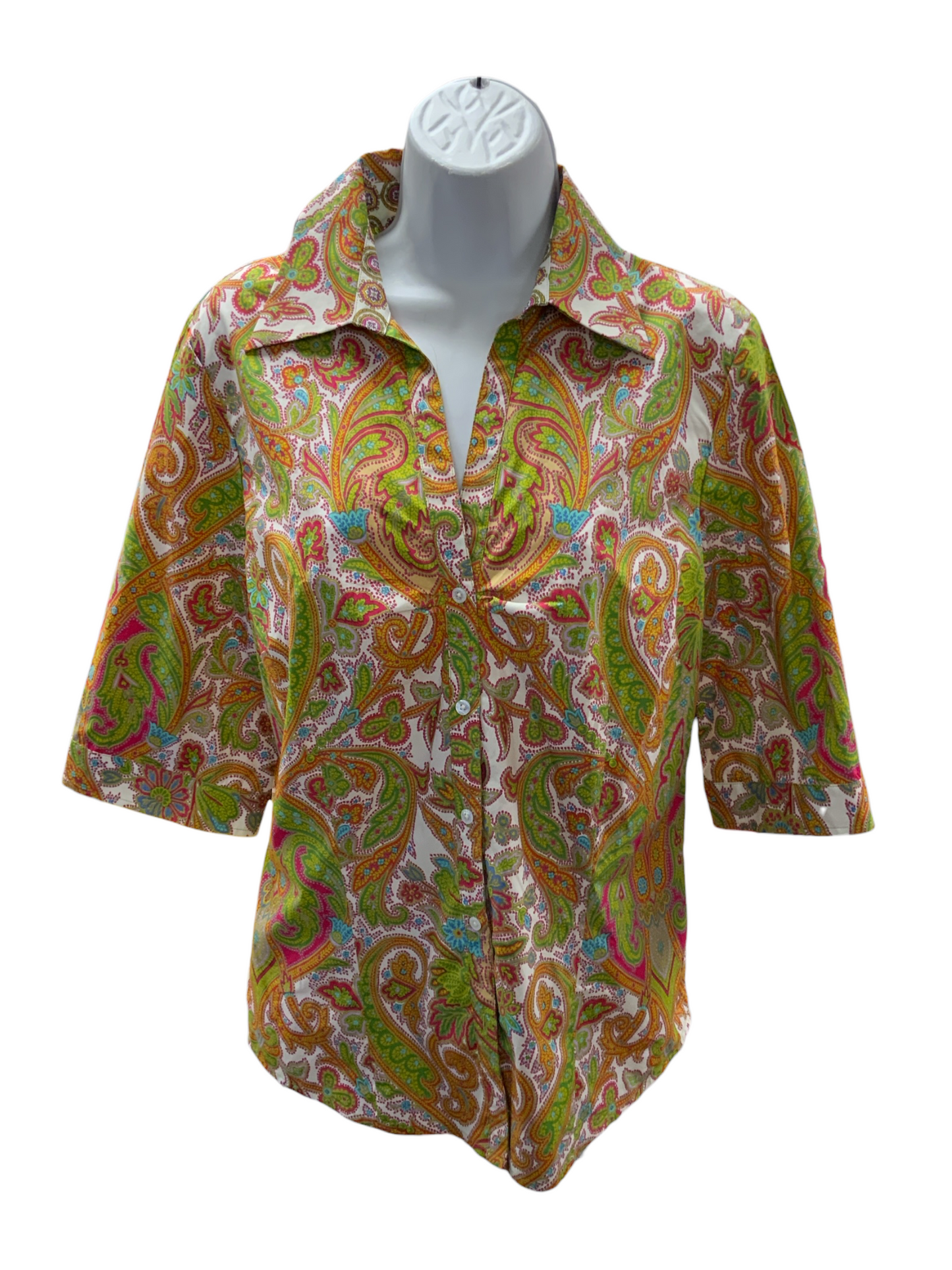Robert Graham Women's 3/4 Blouse Lime L