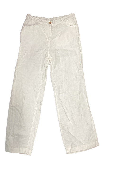Chicos Women's Linen Pant White 1=8/M