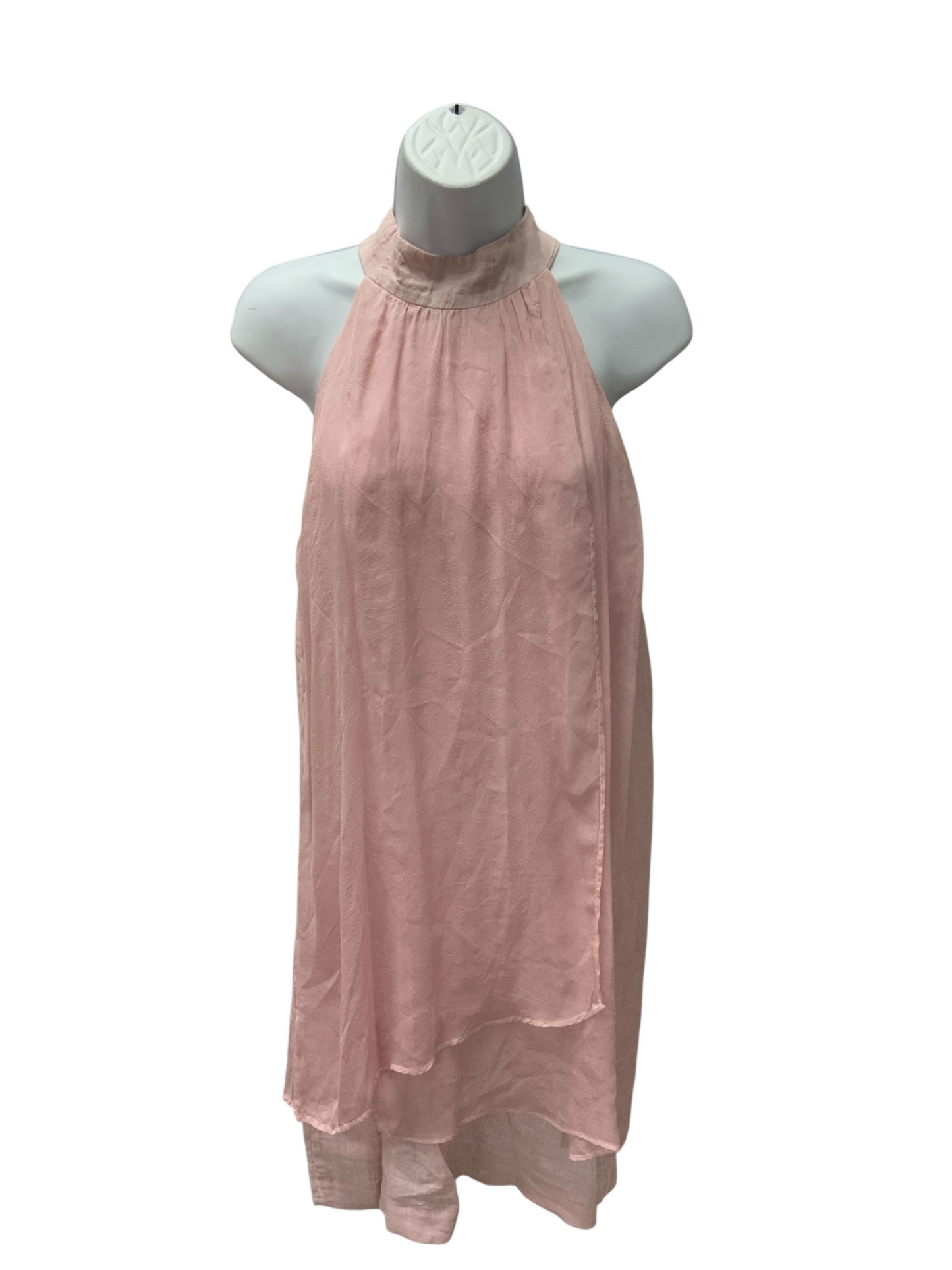 120% Lino Women's Silk Drape Dress Pink 4