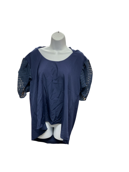 Shein Curve Women's Puff Sleeve Top Navy 2X