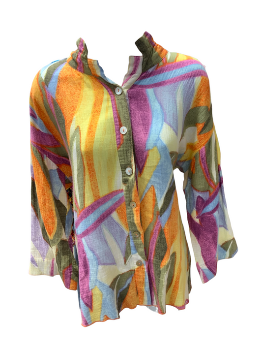 Ali Miles Linen Tunic Orange M