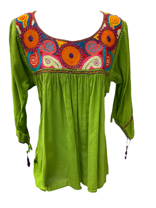 River Path Trading Embroidered Tunic Kiwi S