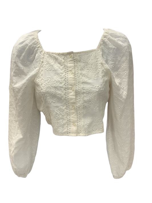 NWT Zara Womens Eyelit Crop White 13-14
