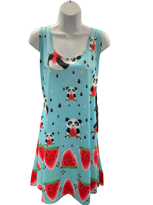 NEW Cow Cow Women's Panda Melon Dress Aqua 4XL
