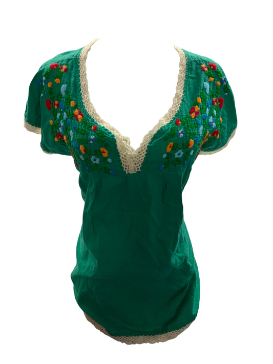 Siren Women's Embroidered Blouse Green L