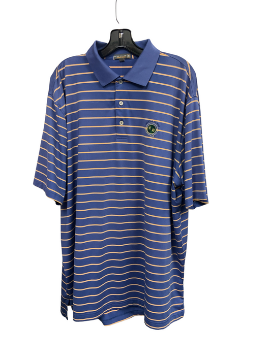 Peter Millar Men's Polo Crystal Downs Logo Blue Gold 2X