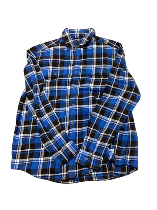 Polo Boys Blue Plaid Flannel Shirt 18-20