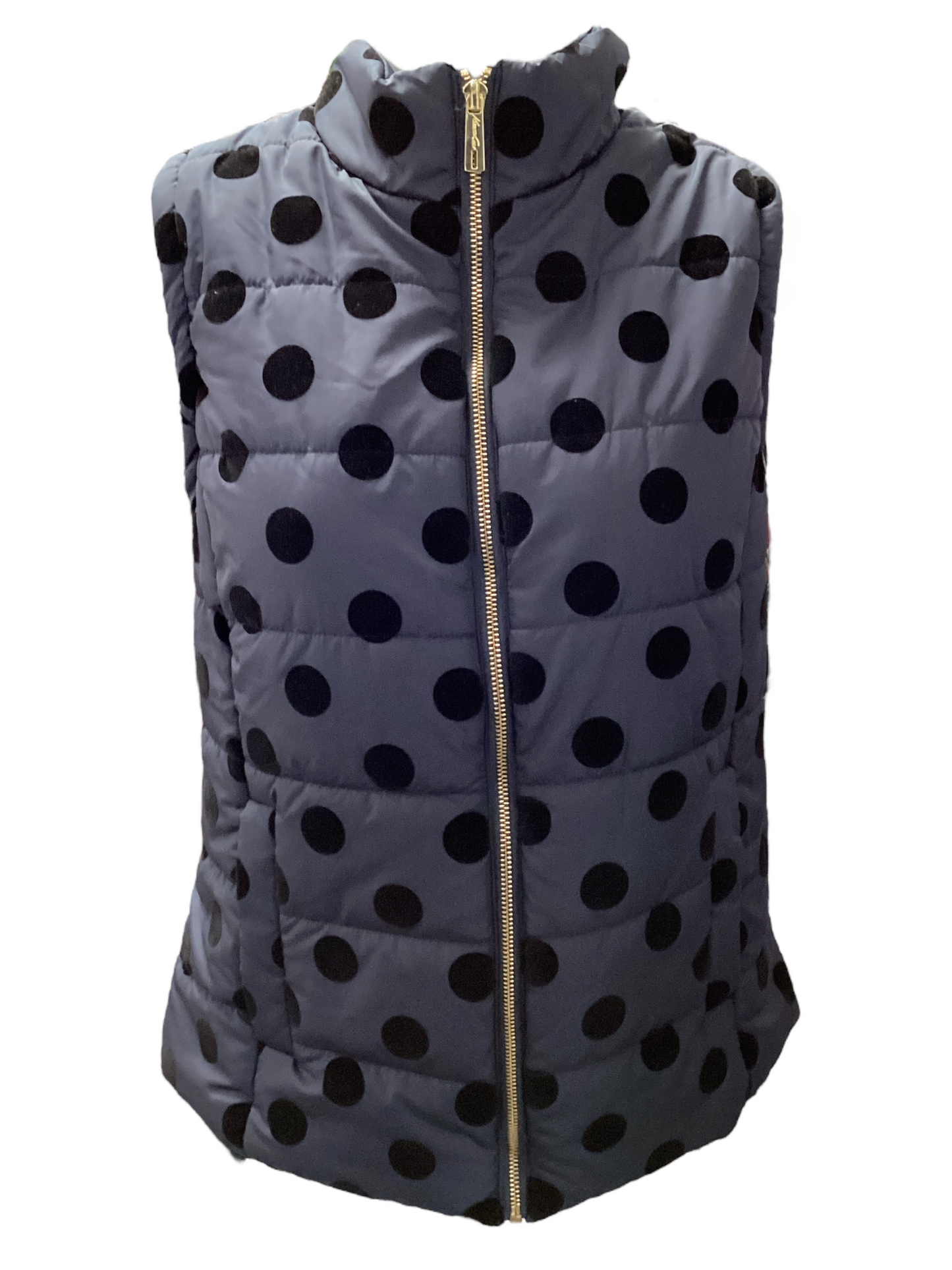 NWT Kenneth Cole Women's Puffer Vest Navy Dot L