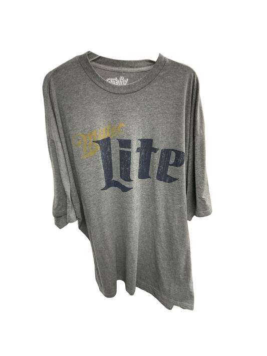 Tee Luv Men's Miller Lite Tee Gray 5X