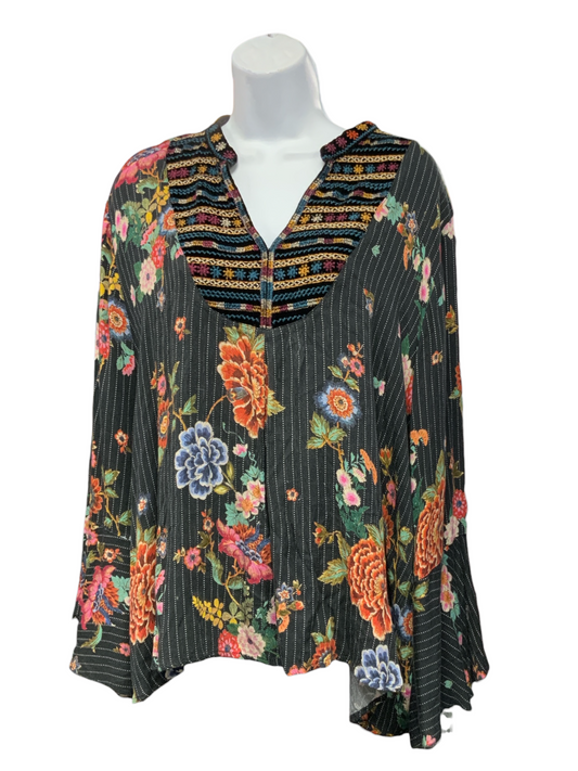 Johnny Was Workshop Women's Stripe Tunic Black XL