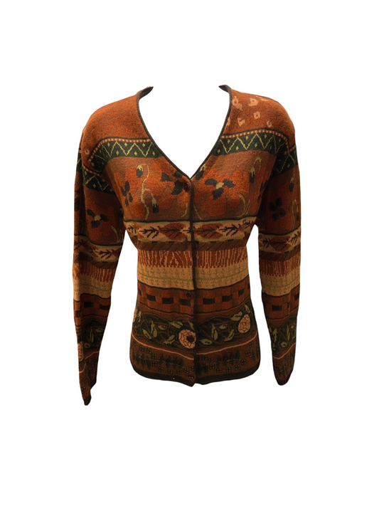 Olsen Collection Women's Cardigan Rust Floral 12=L