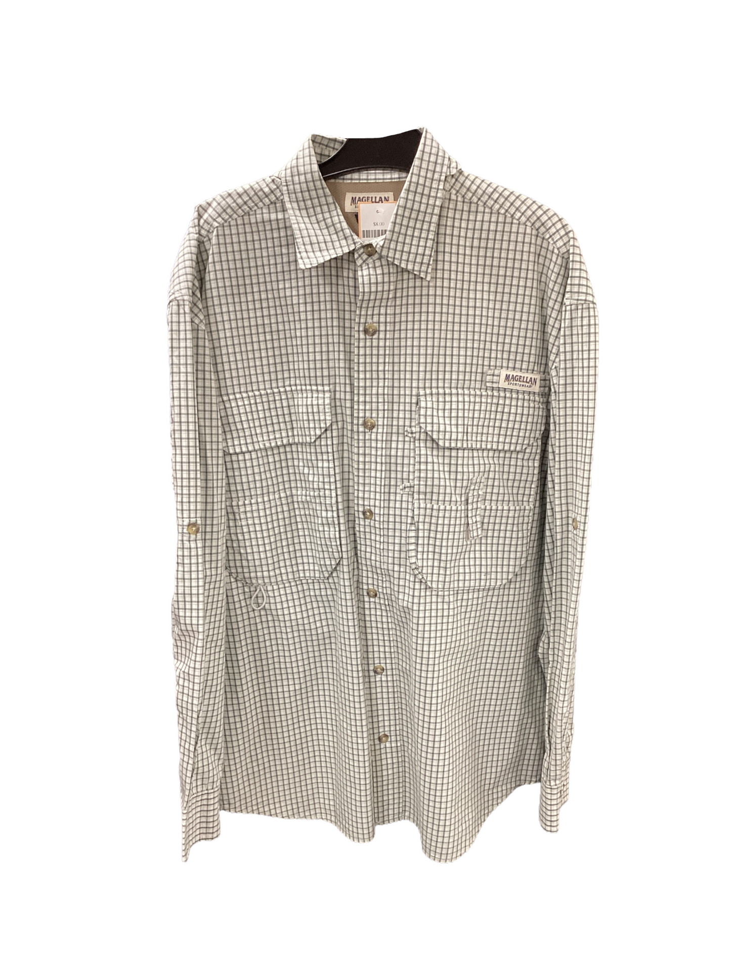 Magellan Men’s Shirt Green Striped L