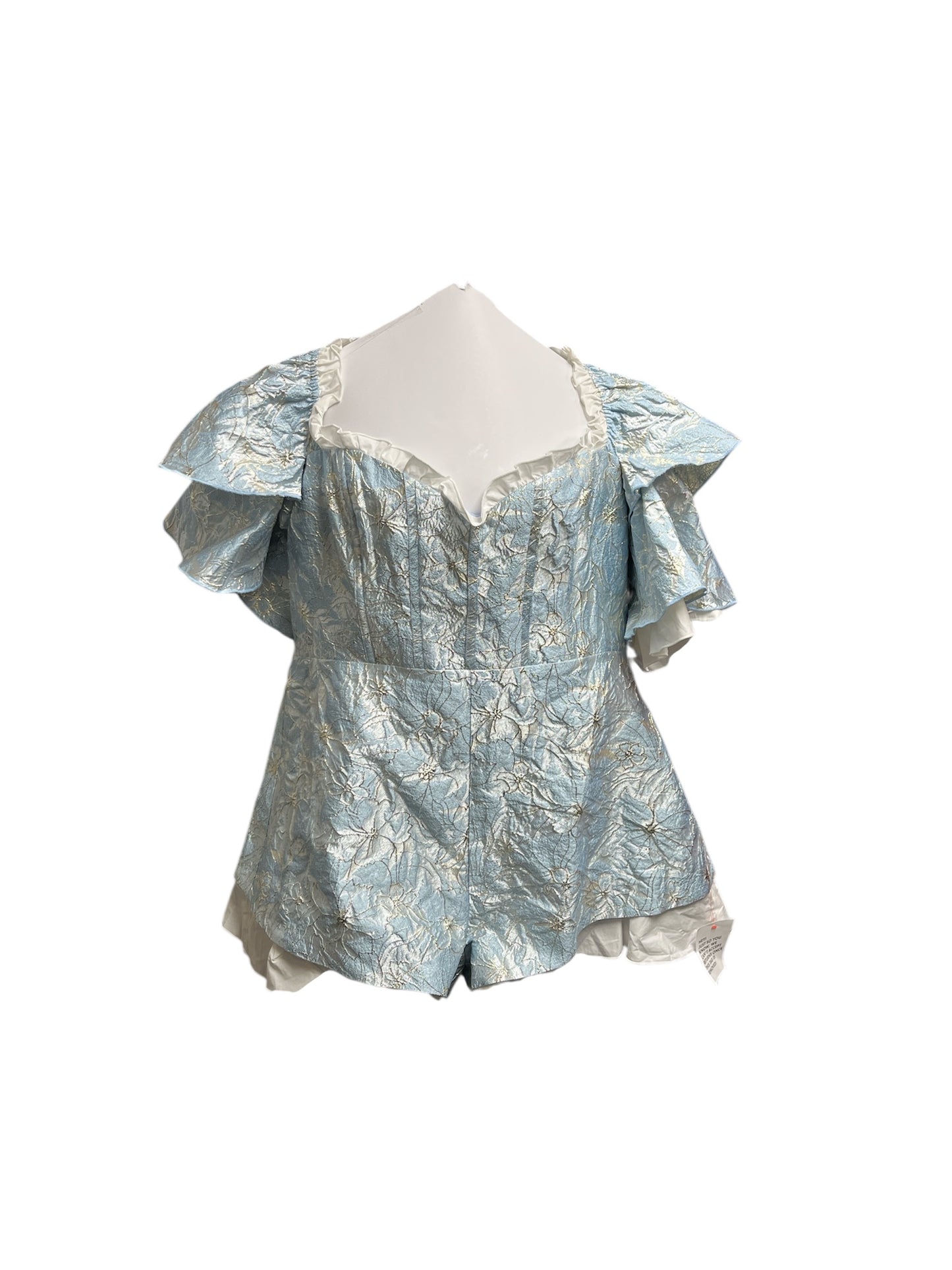 NWT ASOS LUXE Jr Romper Sky Brocade 14=L