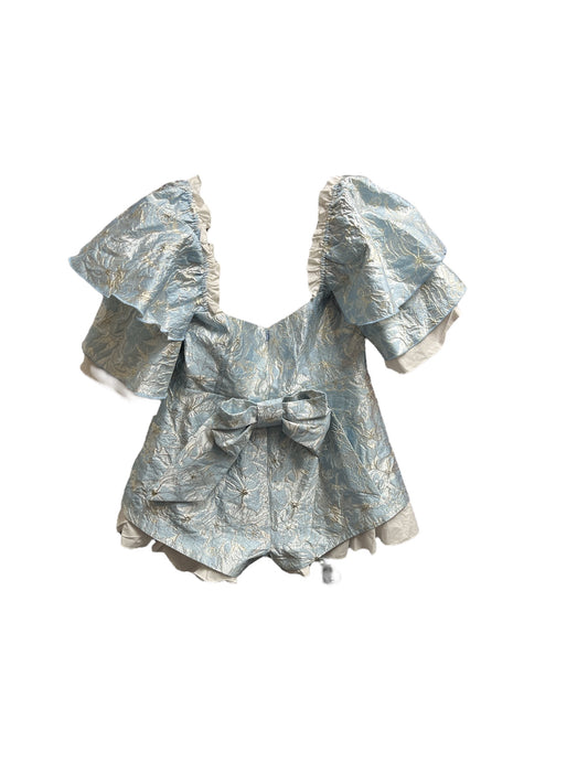 NWT ASOS LUXE Jr Romper Sky Brocade 14=L