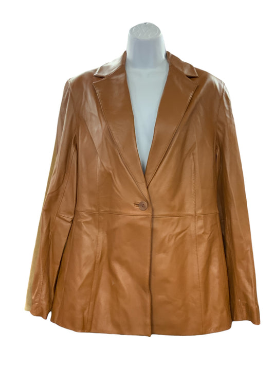 NWT Valerie Stevens Women's Leather Jacket Tan L