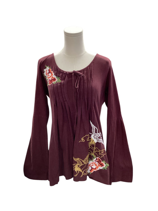 Bella Carra Women's Embroidered Tunic Wine L