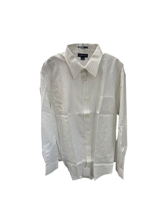 NEW Land's End Men's Shirt White Striped XL