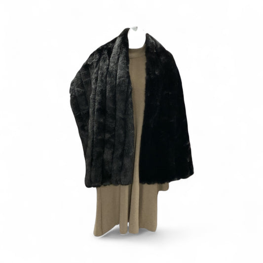 Valerie Stevens Women's Faux Mink Stole Black 20x68