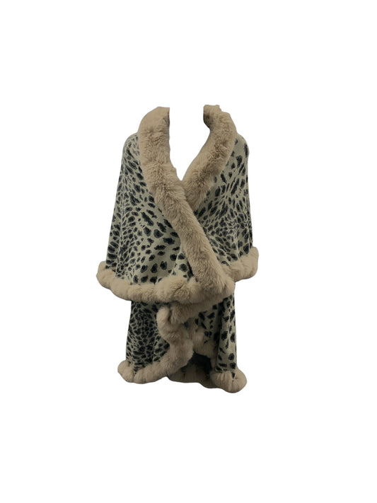 Women's Cape Cheetah Faux Fur Gray O/S
