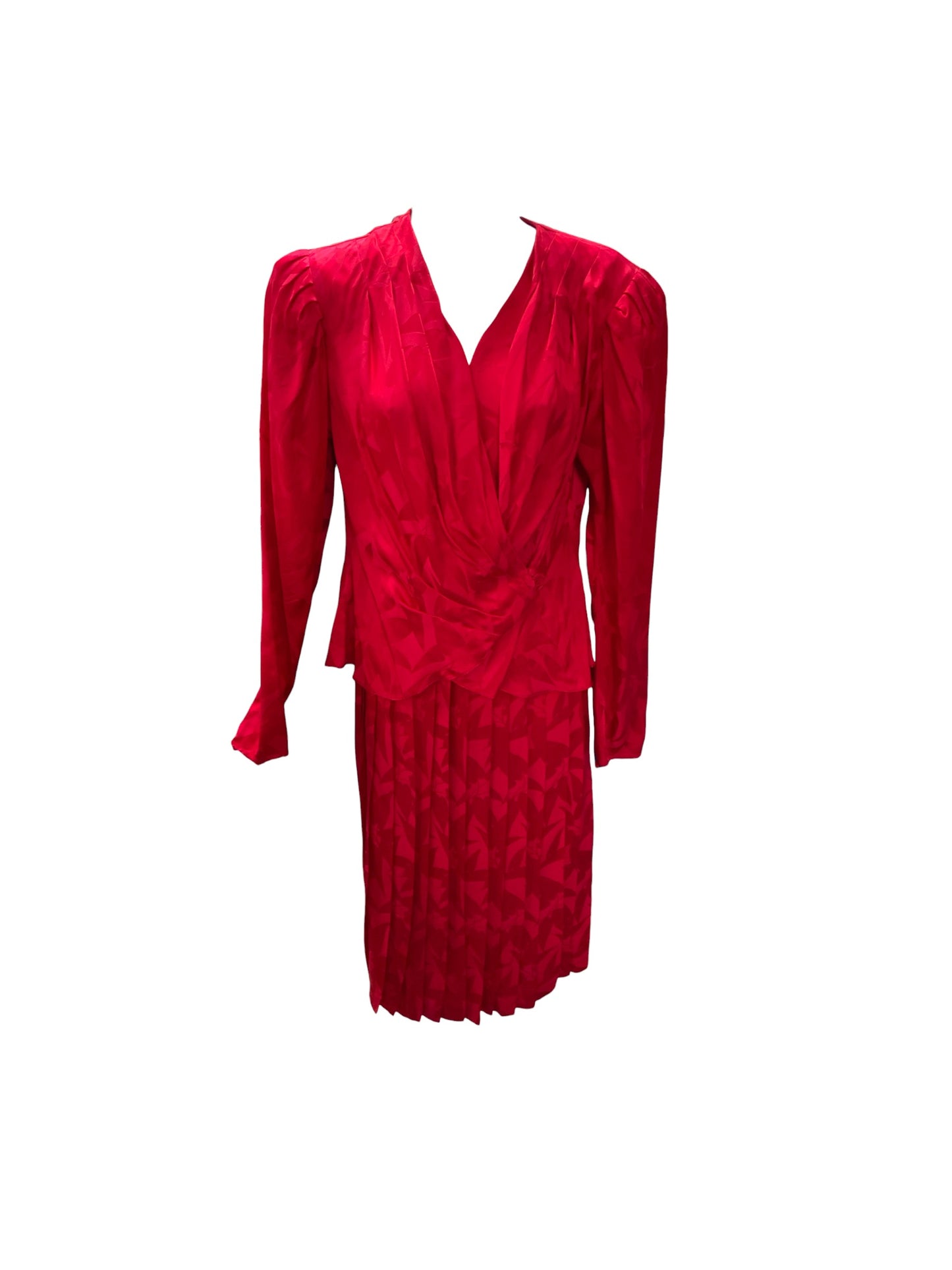 Argenti Women's 2pc Silk Skirt Red 6=S