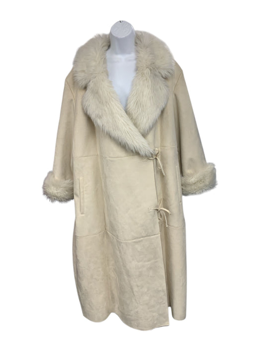 Centigrade Women's Faux Suede Coat/Collar Cream 2X