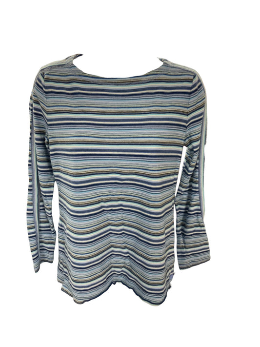 T Talbots Women's Sweater Blue Stripe XS