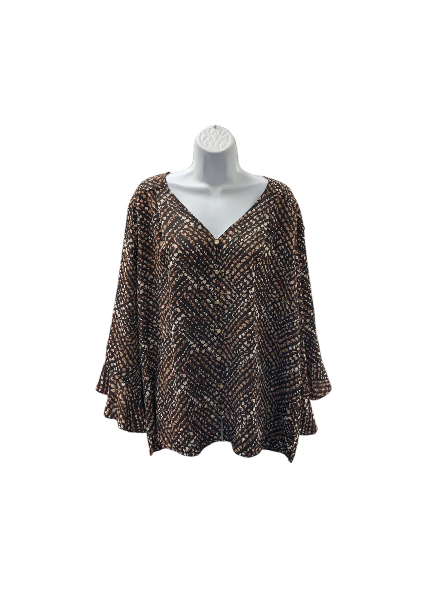 Investments Women's Blouse Brown 2X