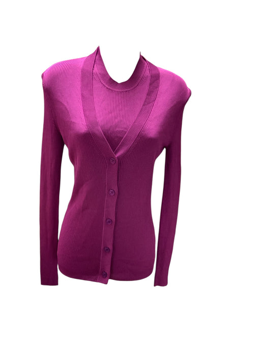 St John Women's 2pc Cardigan Tank Violet XS