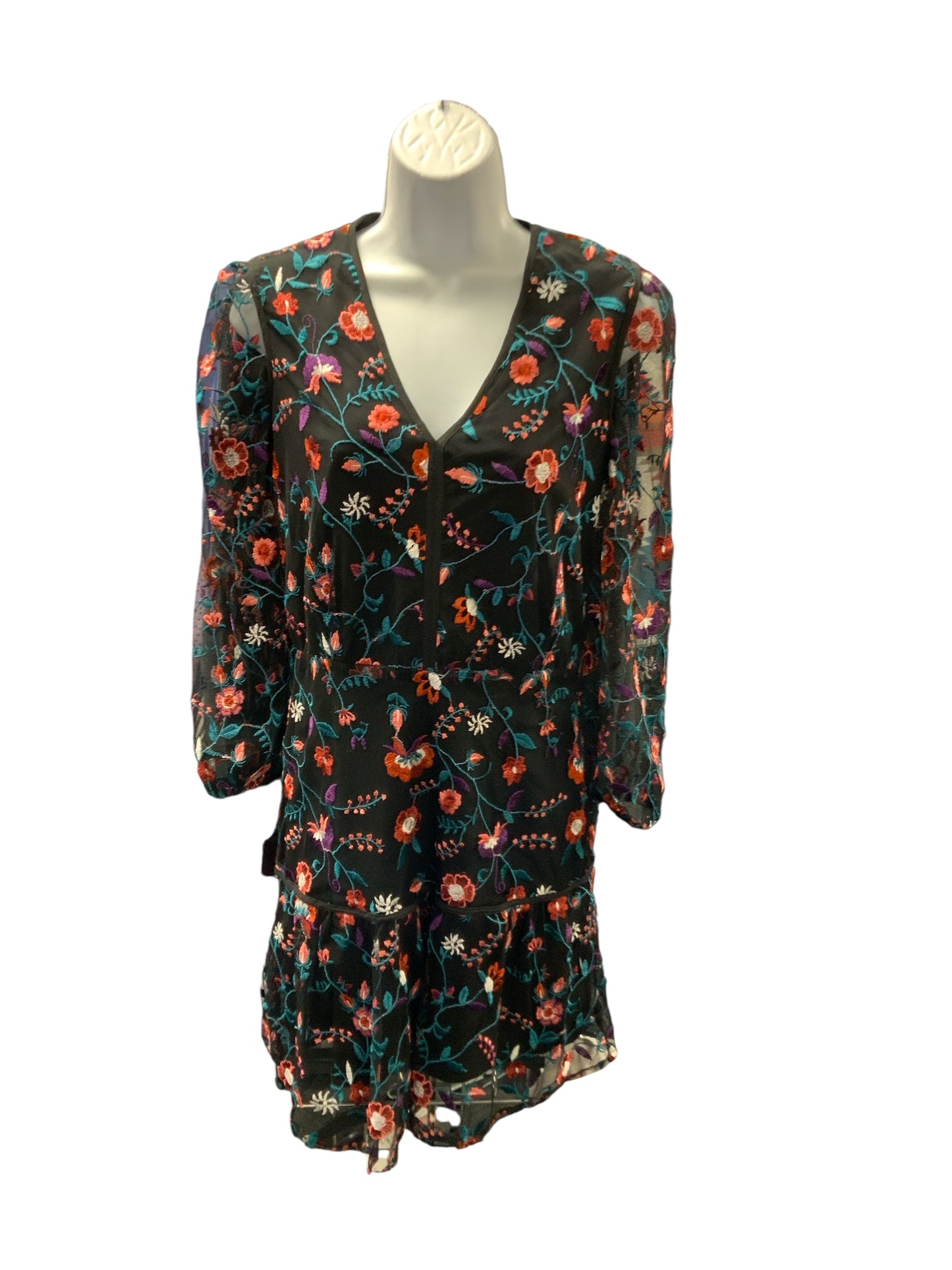 Sam Edelman Women's Dress Black Embroidered 0=XS