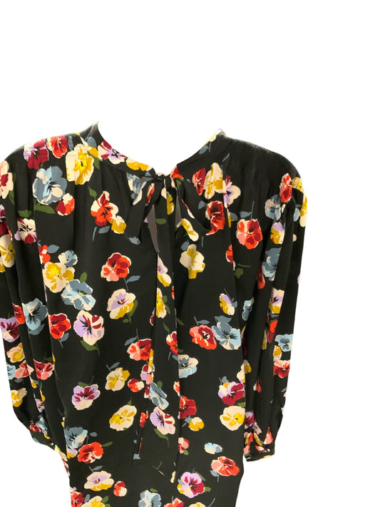 Ann Taylor Women's Shirt Black Floral XL