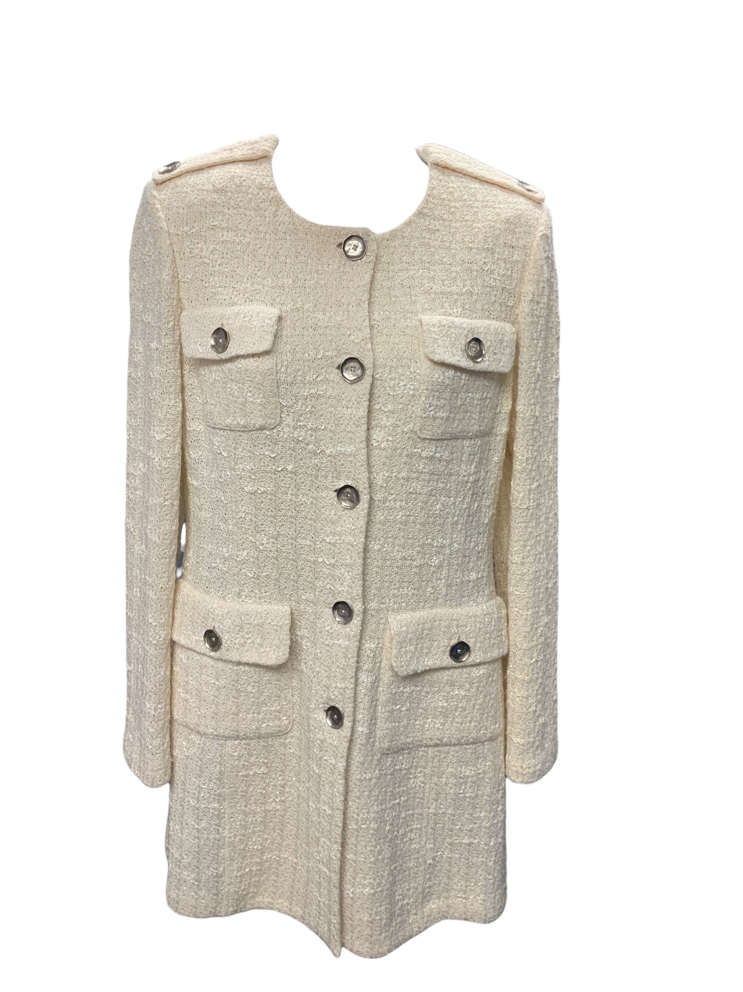 St John Women's Coat Ivory Silver 6=S
