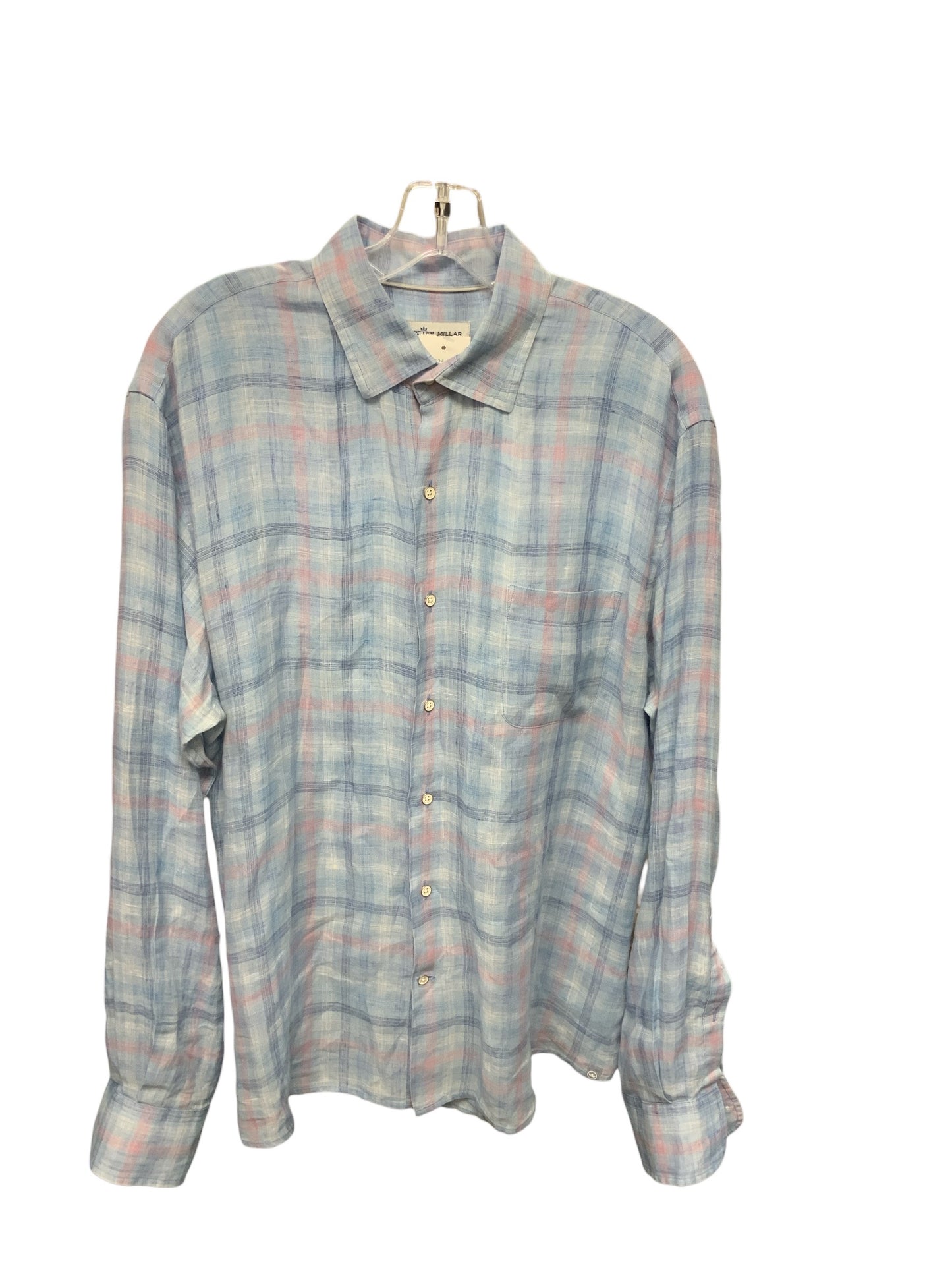 Peter Millar Men's Shirt Blue Linen L