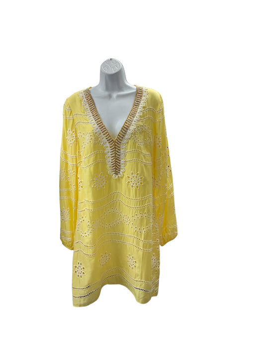 Boston Proper Women's Dress Yellow Eyelet M