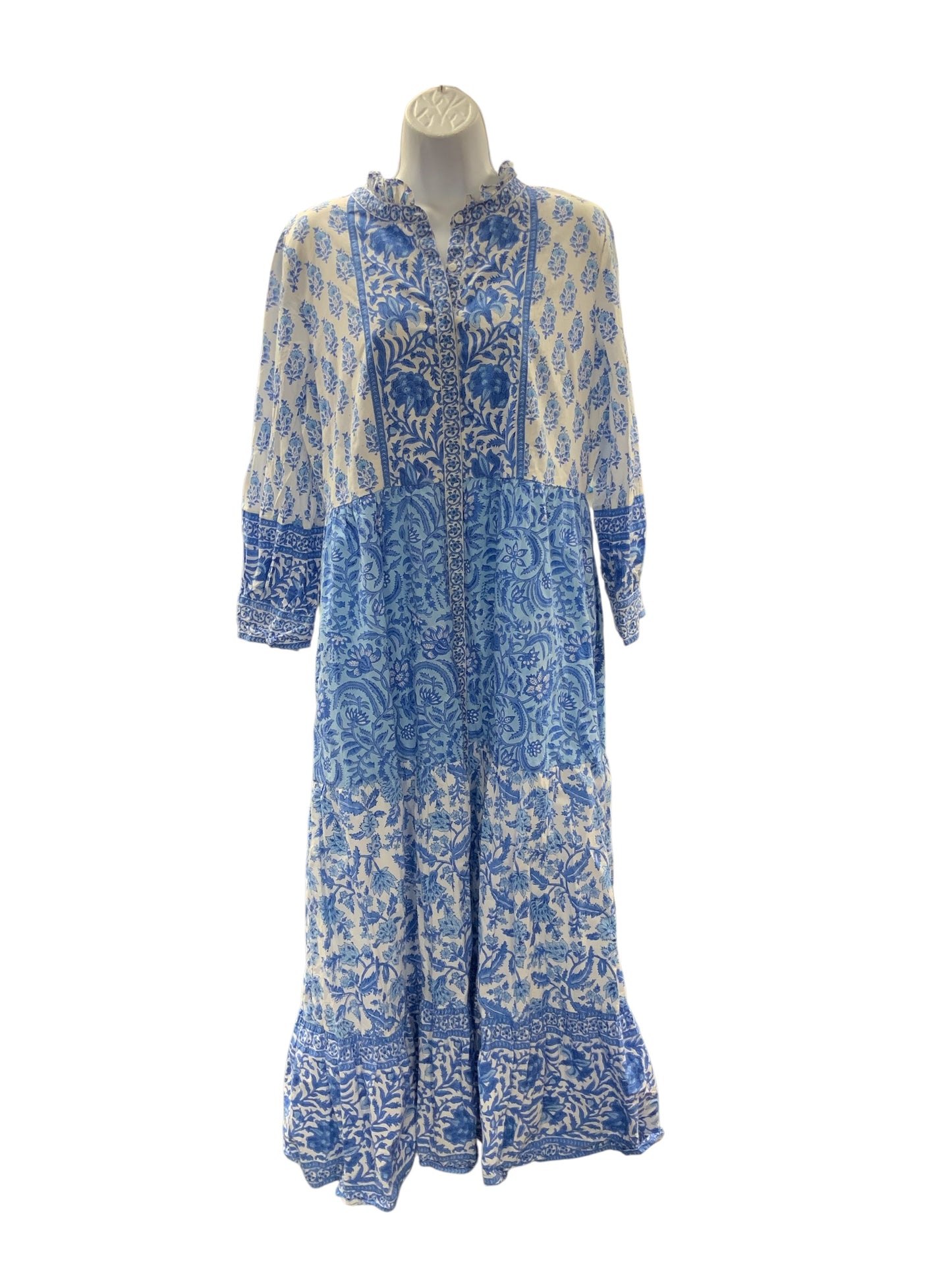 Pink City Prints Women's Dress Blue L