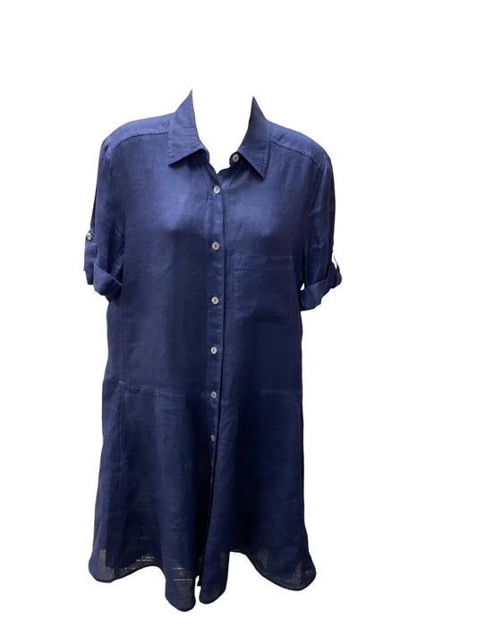 120% Lino Women's Linen Dress Navy 42=L