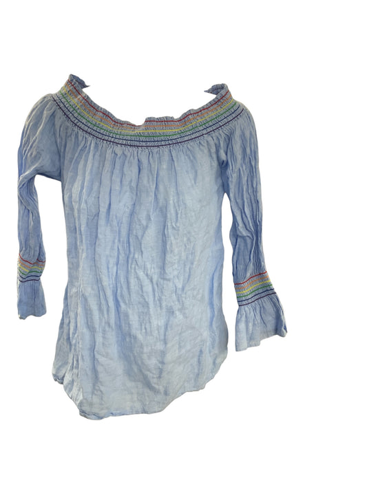 C & C California Womens Linen Blouse Blue M