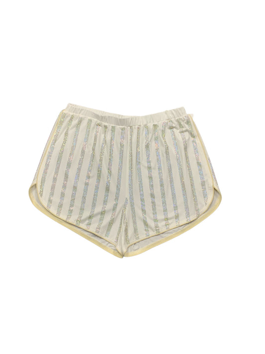 NWT Queen of Sparkle Women's Short White Glitter L