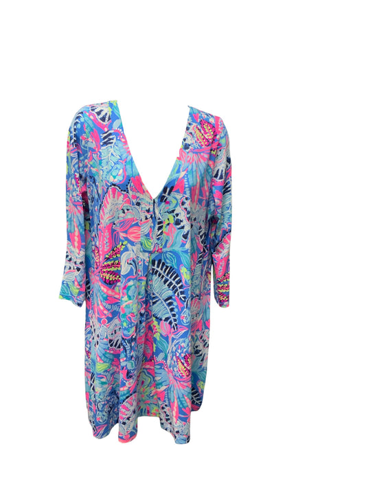 Lilly Pulitzer Women's Dress Blue Leaf L