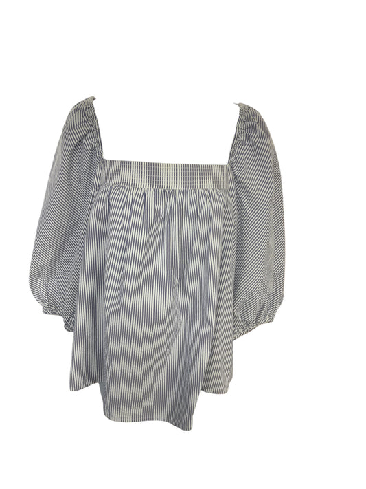 Ann Mashburn Women's Blouse Blue Stripe M