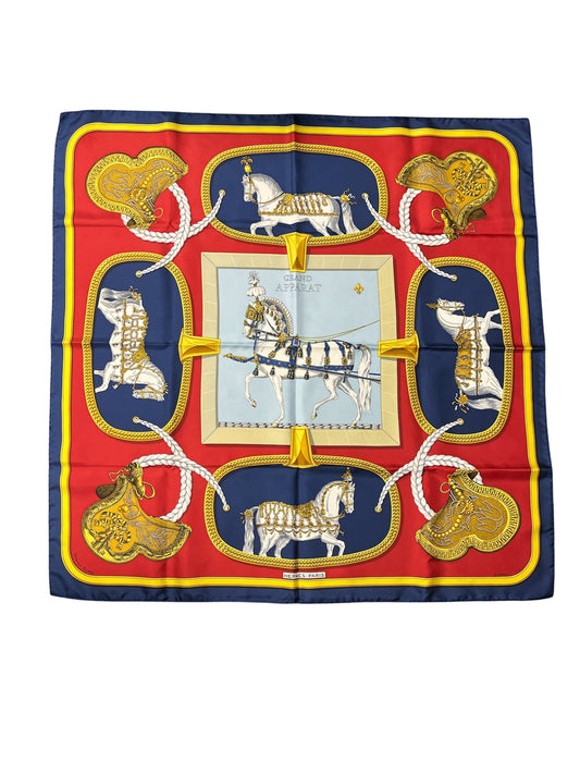 NEW Herme's Silk Scarf Navy Red