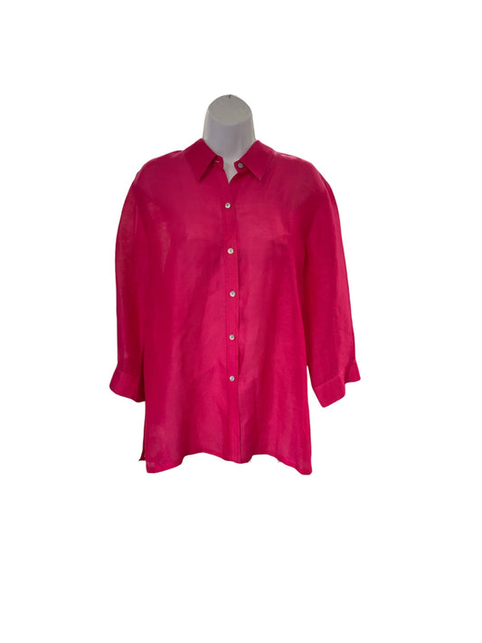 Chicos Women's Linen Blouse Fucshia 1=M